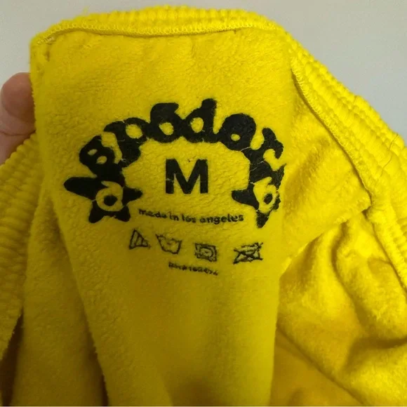 Sp5der Legacy Yellow Print Sweatpants Size Medium - Picture 5 of 5